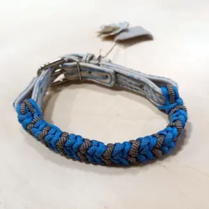 Paracord Halsband blau grau